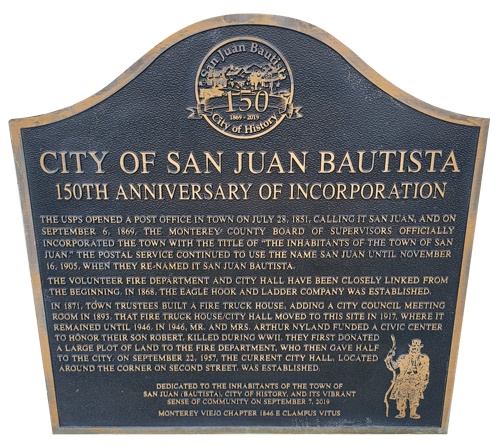 Mission San Juan Bautista info plaque